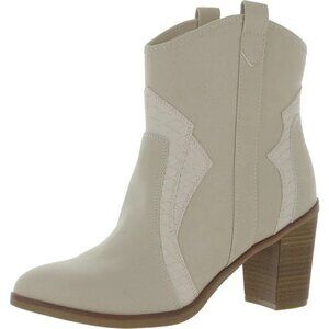 NWT MIA Dante Faux Suede Ankle Cowboy, Western Boots Ivory Tan Size 8.5